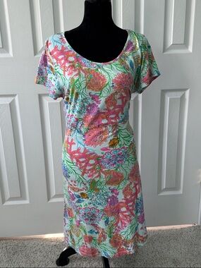 fresh produce Floral Midi Dress in White, Pink, Green, Blue